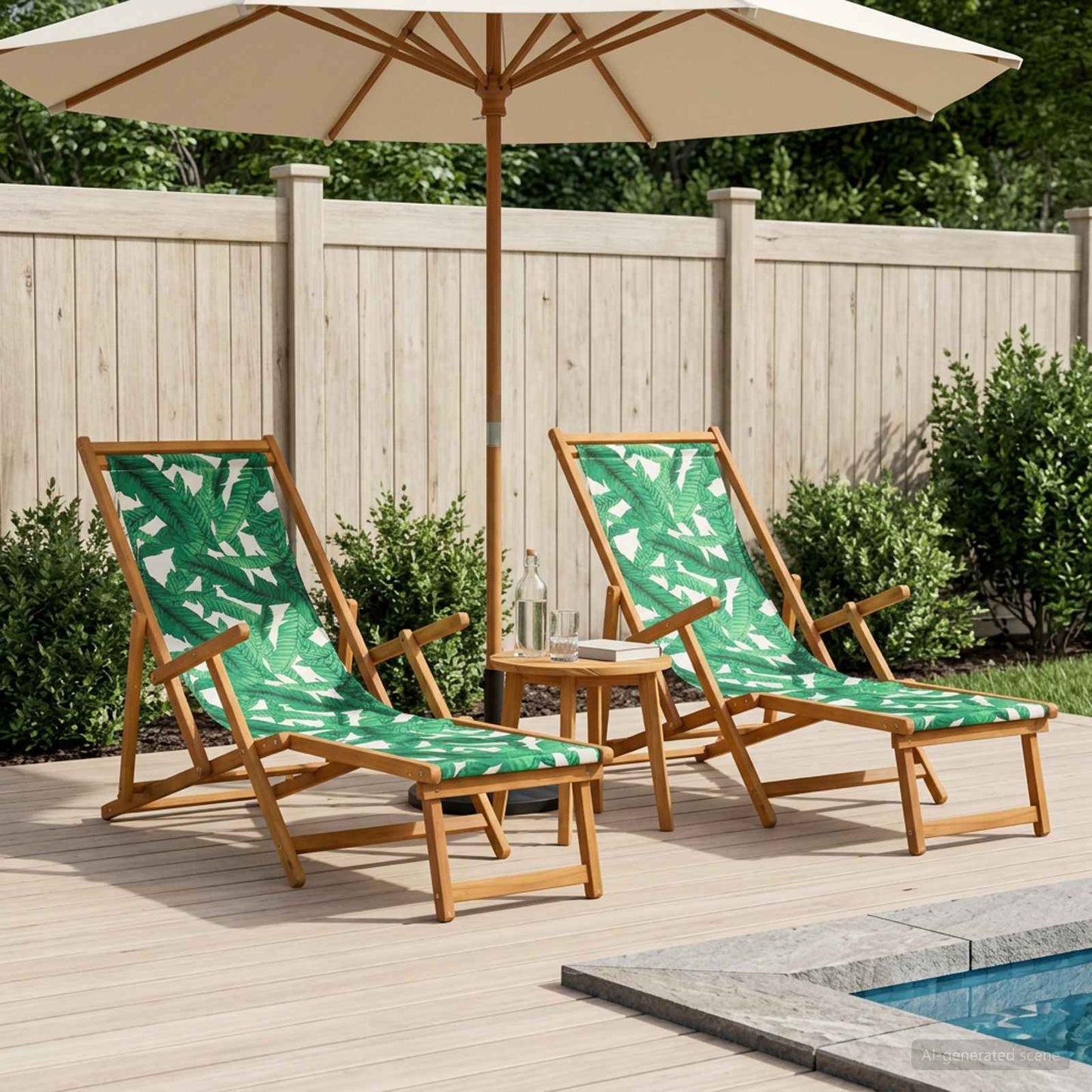 vidaXL Folding Sun Lounger 2 pcs 3 Position Solid Eucalyptus Wood