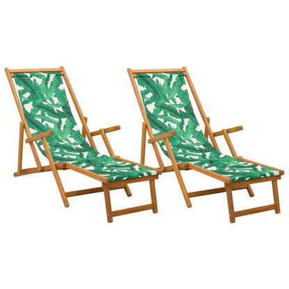 vidaXL Folding Sun Lounger 2 pcs 3 Position Solid Eucalyptus Wood