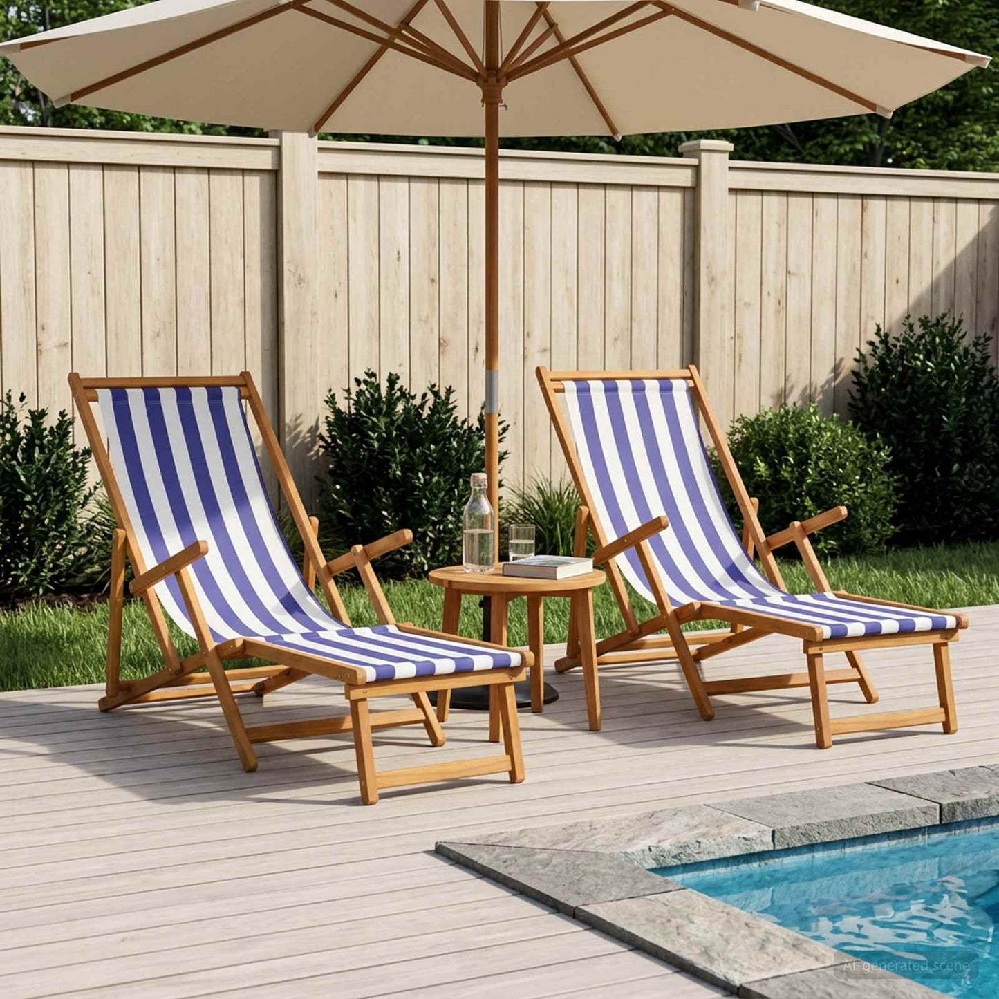 vidaXL Folding Sun Lounger 2 pcs 3 Position Solid Eucalyptus Wood