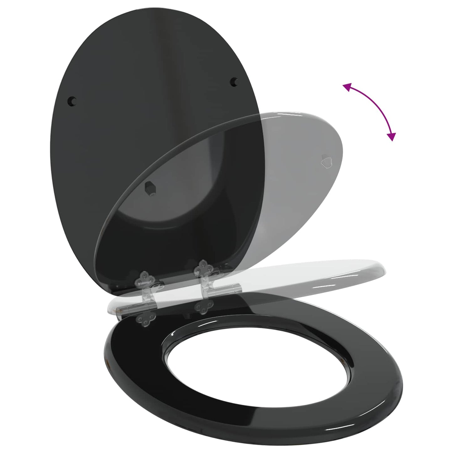vidaXL Toilet Seat Black 44 x 38 cm MDF board
