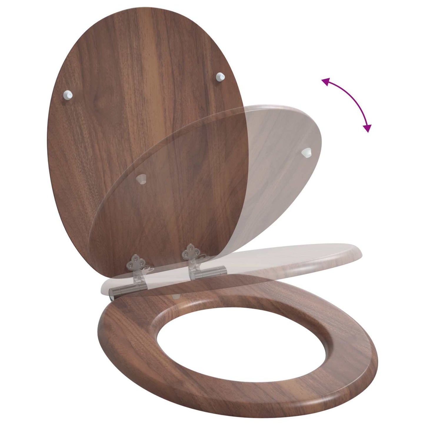 vidaXL Toilet Seat Brown 44 x 38 cm MDF board
