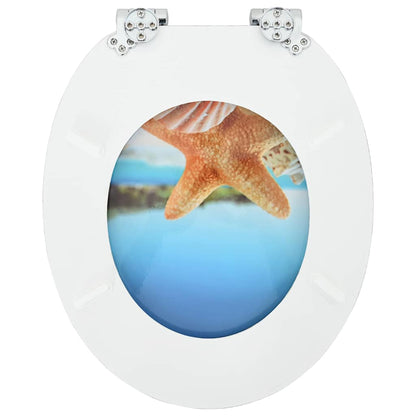 vidaXL Toilet Seat Sea Muschel 44 x 38 cm MDF board