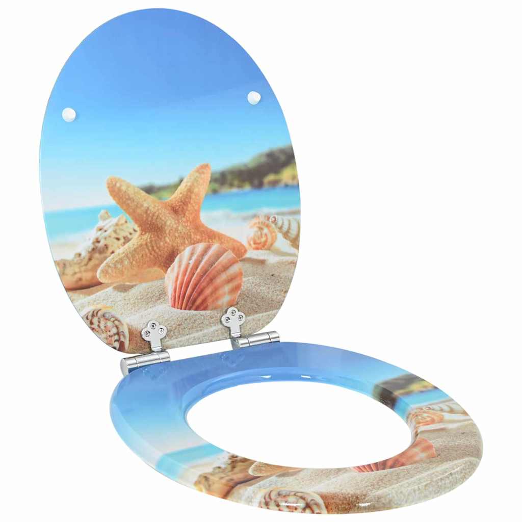 vidaXL Toilet Seat Sea Muschel 44 x 38 cm MDF board