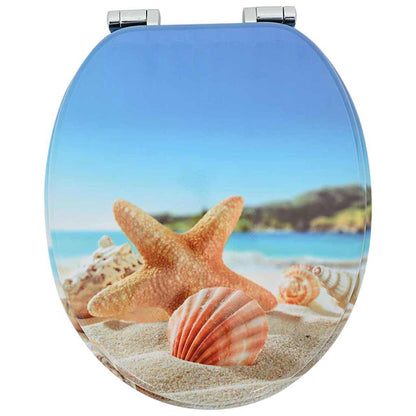vidaXL Toilet Seat Sea Muschel 44 x 38 cm MDF board