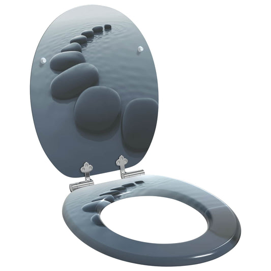 vidaXL Toilet Seat Grey 44 x 38 cm MDF board
