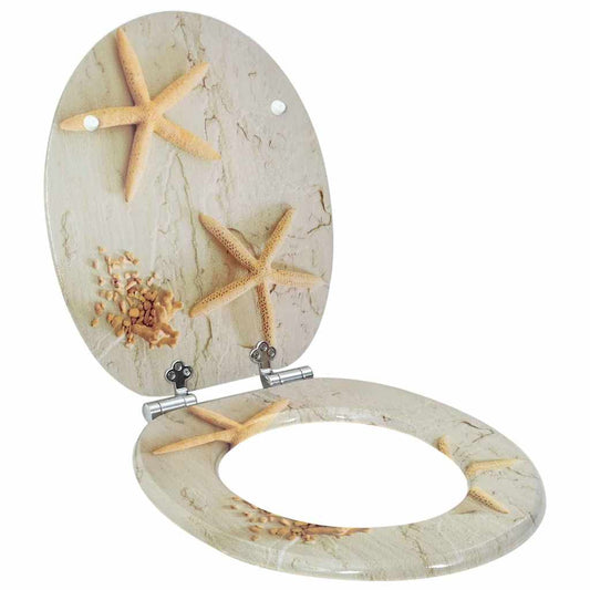 vidaXL Toilet Seat Yellow and White 44 x 38 cm MDF board