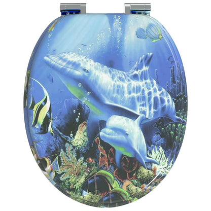 vidaXL Toilet Seat Blue 44 x 38 cm MDF board