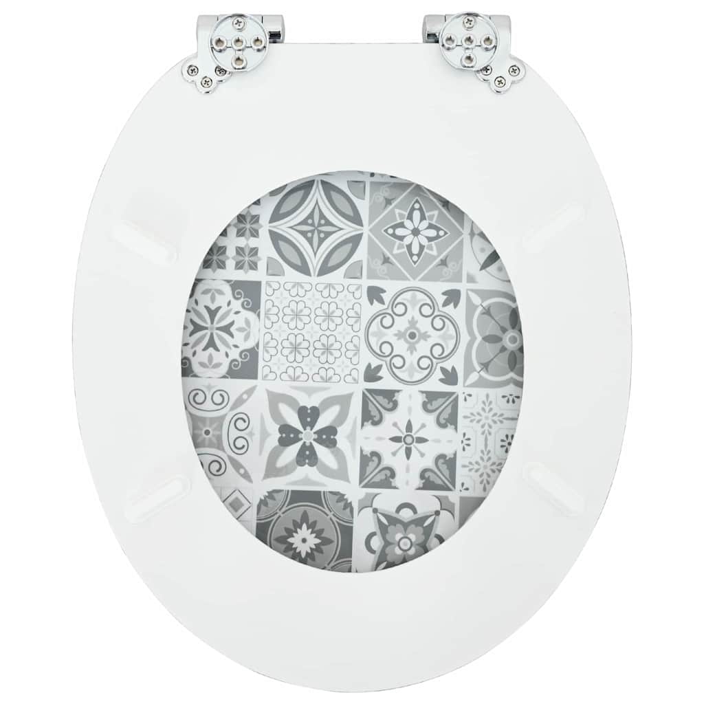 vidaXL Toilet Seat Blue and White Porcelain 44 x 38 cm MDF board