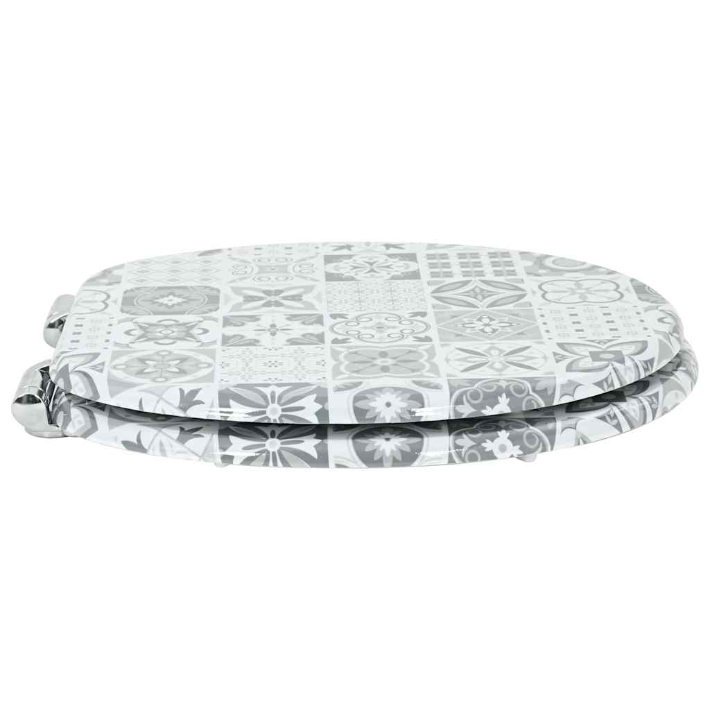 vidaXL Toilet Seat Blue and White Porcelain 44 x 38 cm MDF board