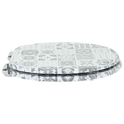 vidaXL Toilet Seat Blue and White Porcelain 44 x 38 cm MDF board