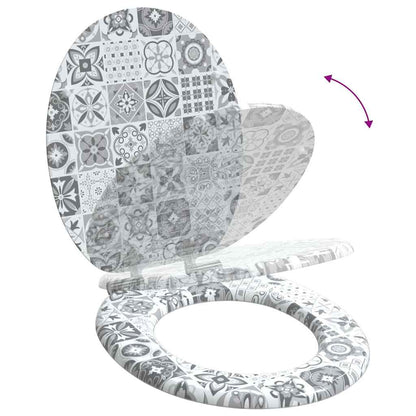 vidaXL Toilet Seat Blue and White Porcelain 44 x 38 cm MDF board