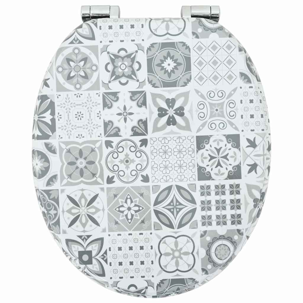 vidaXL Toilet Seat Blue and White Porcelain 44 x 38 cm MDF board