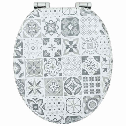 vidaXL Toilet Seat Blue and White Porcelain 44 x 38 cm MDF board