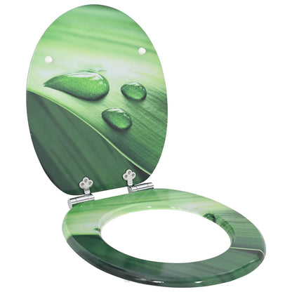 vidaXL Toilet Seat Green Drop 44 x 38 cm MDF board