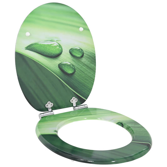 vidaXL Toilet Seat Green Drop 44 x 38 cm MDF board