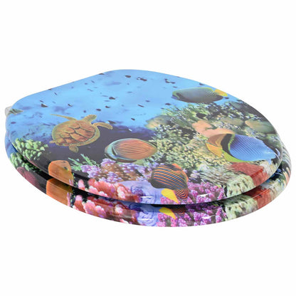 vidaXL Toilet Seat Deep Sea Blue 44 x 38 cm MDF board