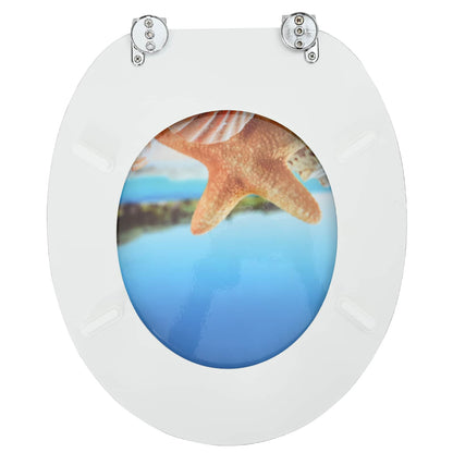 vidaXL Toilet Seat Light Blue 44 x 38 cm MDF board