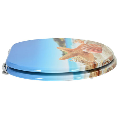 vidaXL Toilet Seat Light Blue 44 x 38 cm MDF board