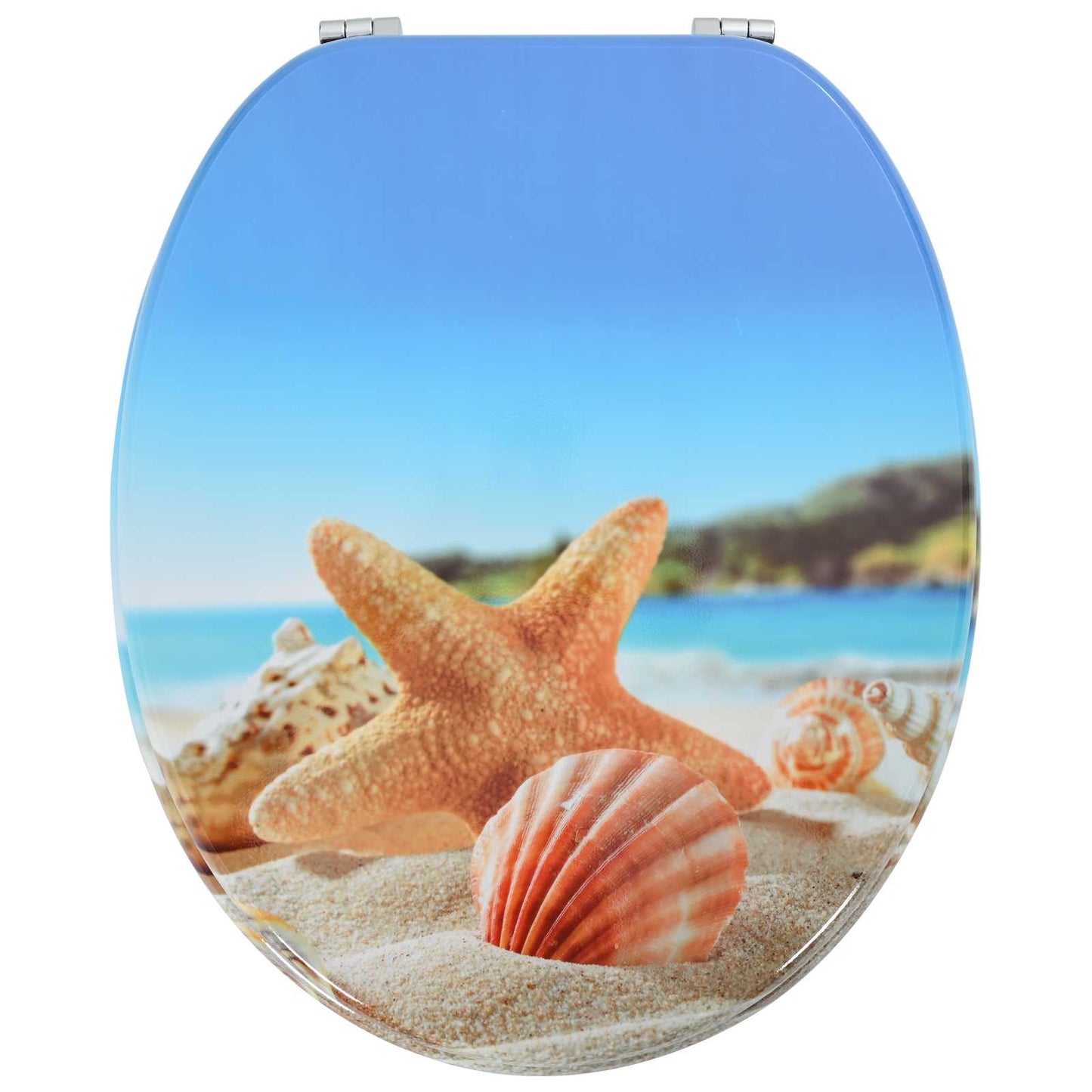 vidaXL Toilet Seat Light Blue 44 x 38 cm MDF board