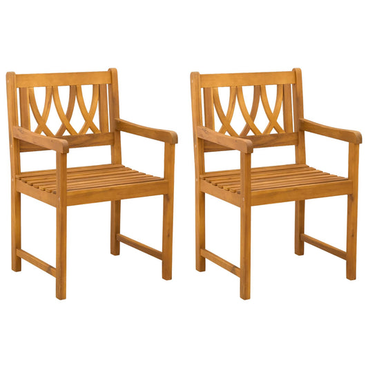 vidaXL Garden Chairs 2 pcs Natural Solid Acacia Wood