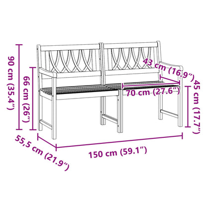 vidaXL Outdoor Bench Natural 150 x 55.5 x 90 cm Solid Acacia Wood
