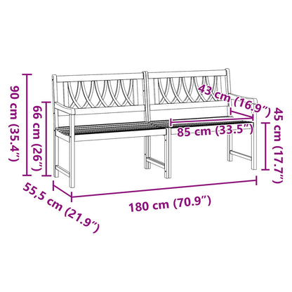 vidaXL Outdoor Bench Natural 180 x 55.5 x 90 cm Solid Acacia Wood