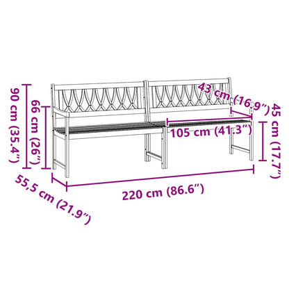 vidaXL Outdoor Bench Natural 220 x 55.5 x 90 cm Solid Acacia Wood