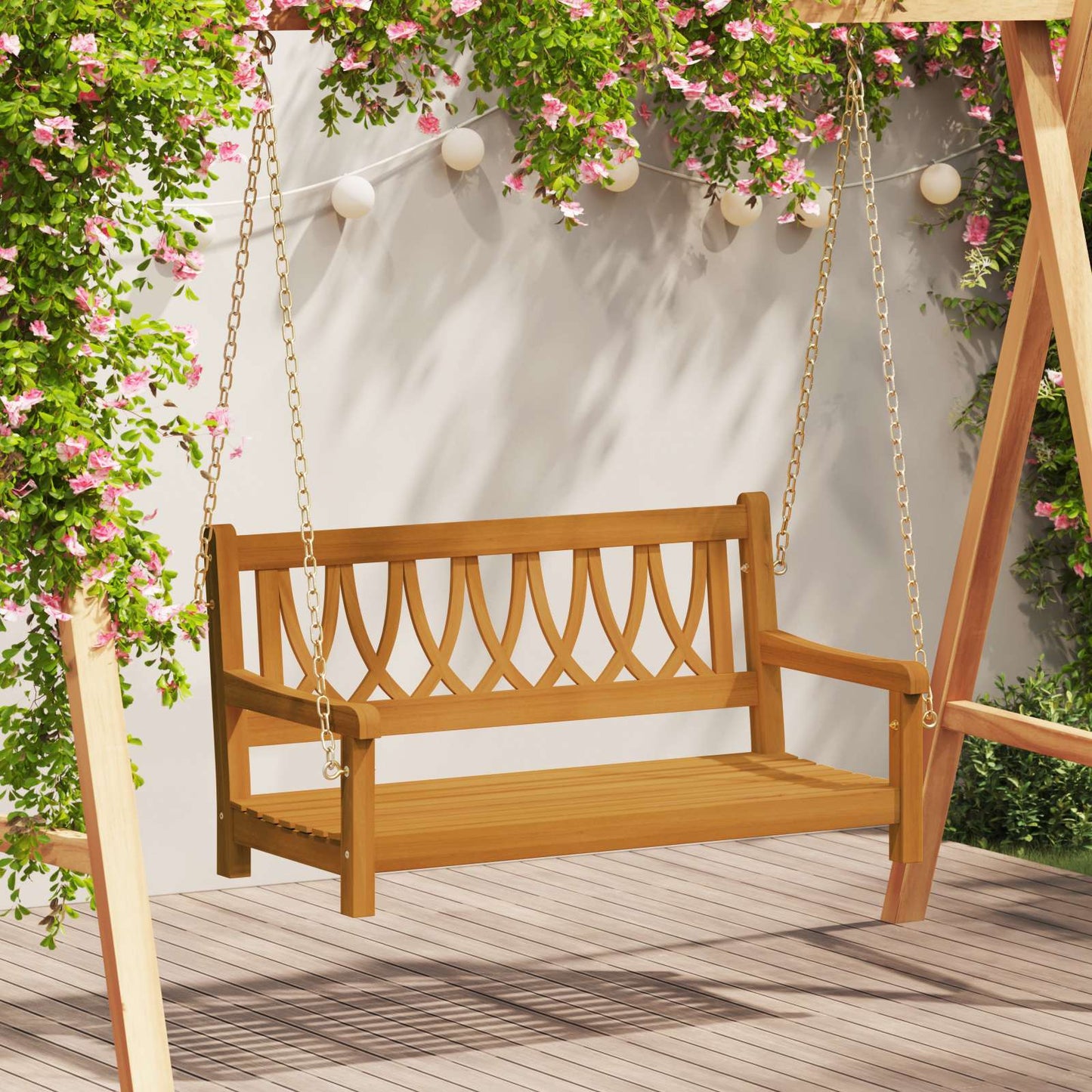 vidaXL Garden Swing Bench Natural 110 x 56 x 58 cm Solid Acacia Wood