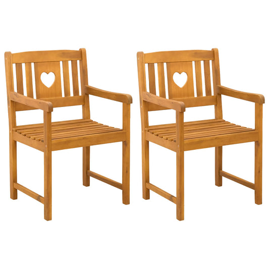 vidaXL Garden Chairs 2 pcs Natural Solid Acacia Wood