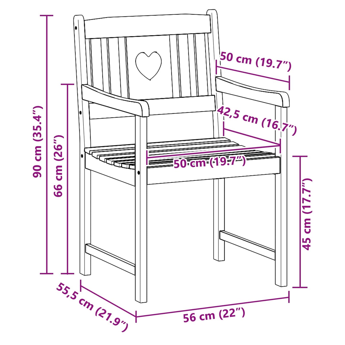 vidaXL Garden Chairs 2 pcs Natural Solid Acacia Wood
