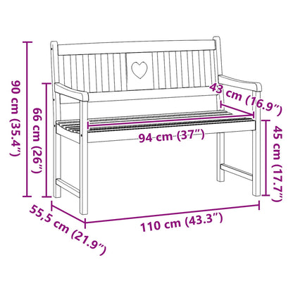 vidaXL Outdoor Bench Natural 110 x 55.5 x 90 cm Solid Acacia Wood