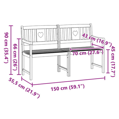 vidaXL Outdoor Bench Natural 150 x 55.5 x 90 cm Solid Acacia Wood