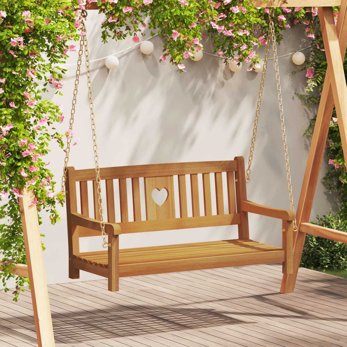 vidaXL Garden Swing Bench Natural 110 x 56 x 58 cm Solid Acacia Wood