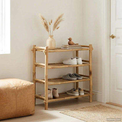 vidaXL Shoe Rack with Shelf Natural 4-tier Bamboo