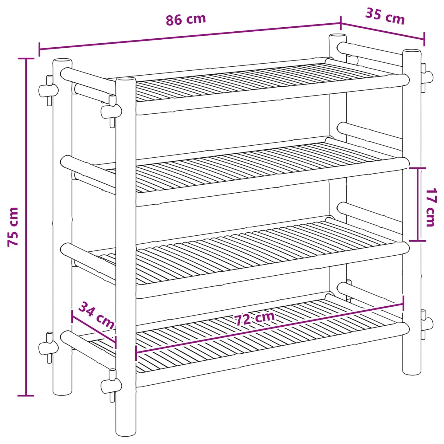 vidaXL Shoe Rack with Shelf Natural 4-tier Bamboo