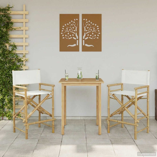 vidaXL Folding Director's Chair 2 pcs Natural Bamboo
