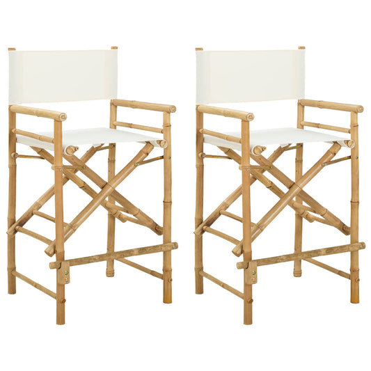 vidaXL Folding Director's Chair 2 pcs Natural Bamboo