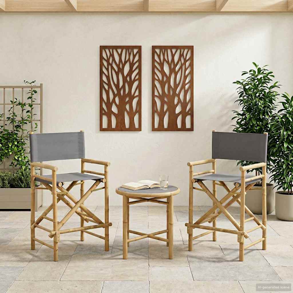 vidaXL Folding Director's Chair 2 pcs Natural Bamboo