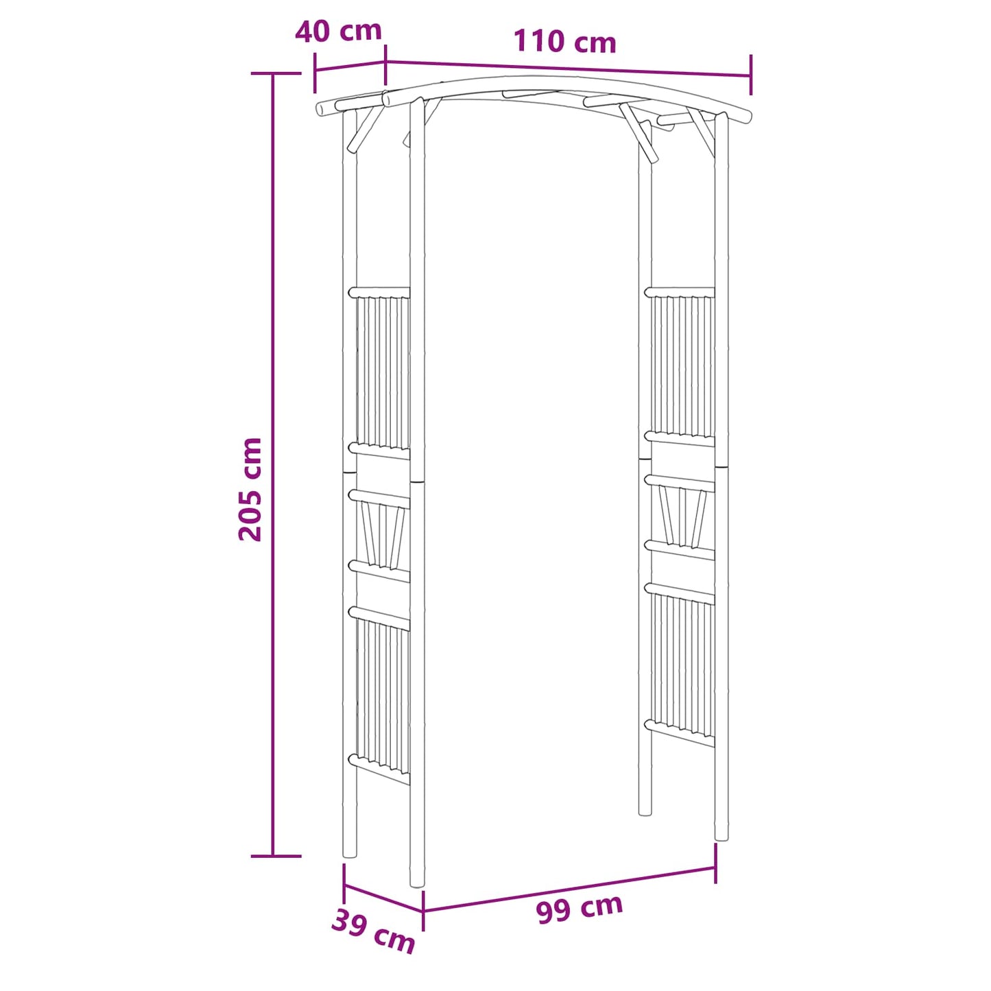 vidaXL Garden Arch Natural 110 x 40 x 205 cm Bamboo