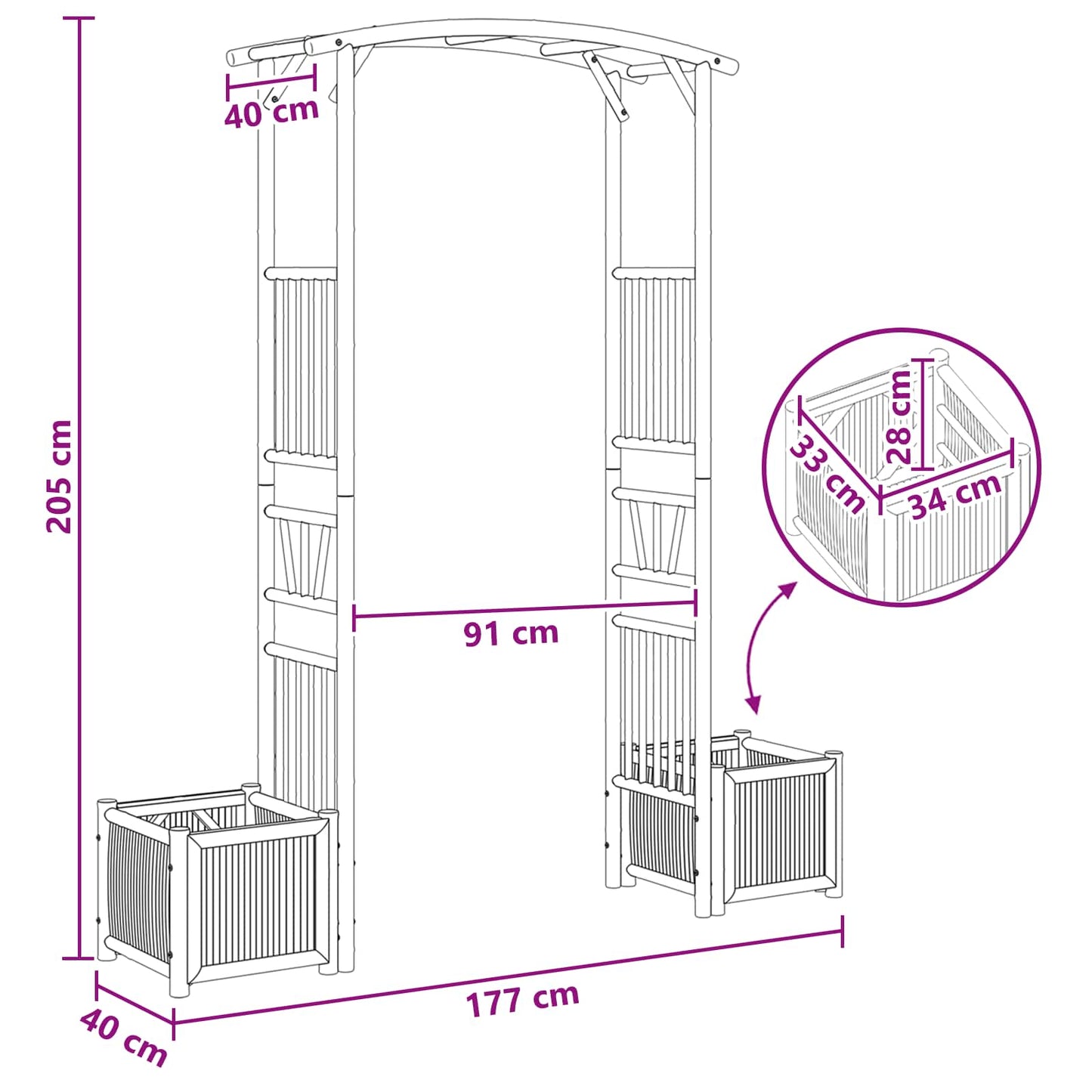 vidaXL Garden Arch Natural 177 x 40 x 205 cm Bamboo