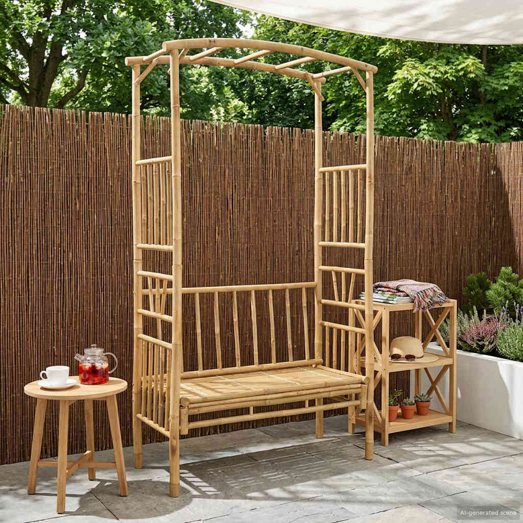 vidaXL Garden Arch with Bench 115 x 50 x 205 cm Bamboo