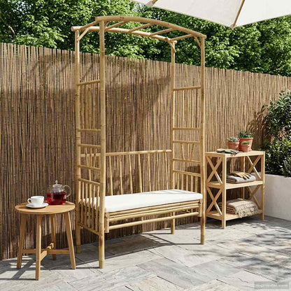 vidaXL Garden Arch with Bench Cream White 115 x 50 x 205 cm Bamboo