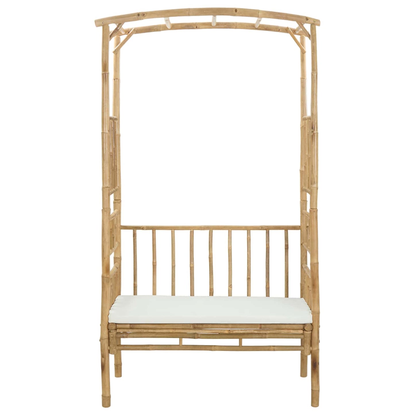 vidaXL Garden Arch with Bench Cream White 115 x 50 x 205 cm Bamboo