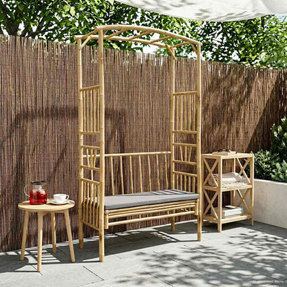 vidaXL Garden Arch with Bench Dark Grey 115 x 50 x 205 cm Bamboo