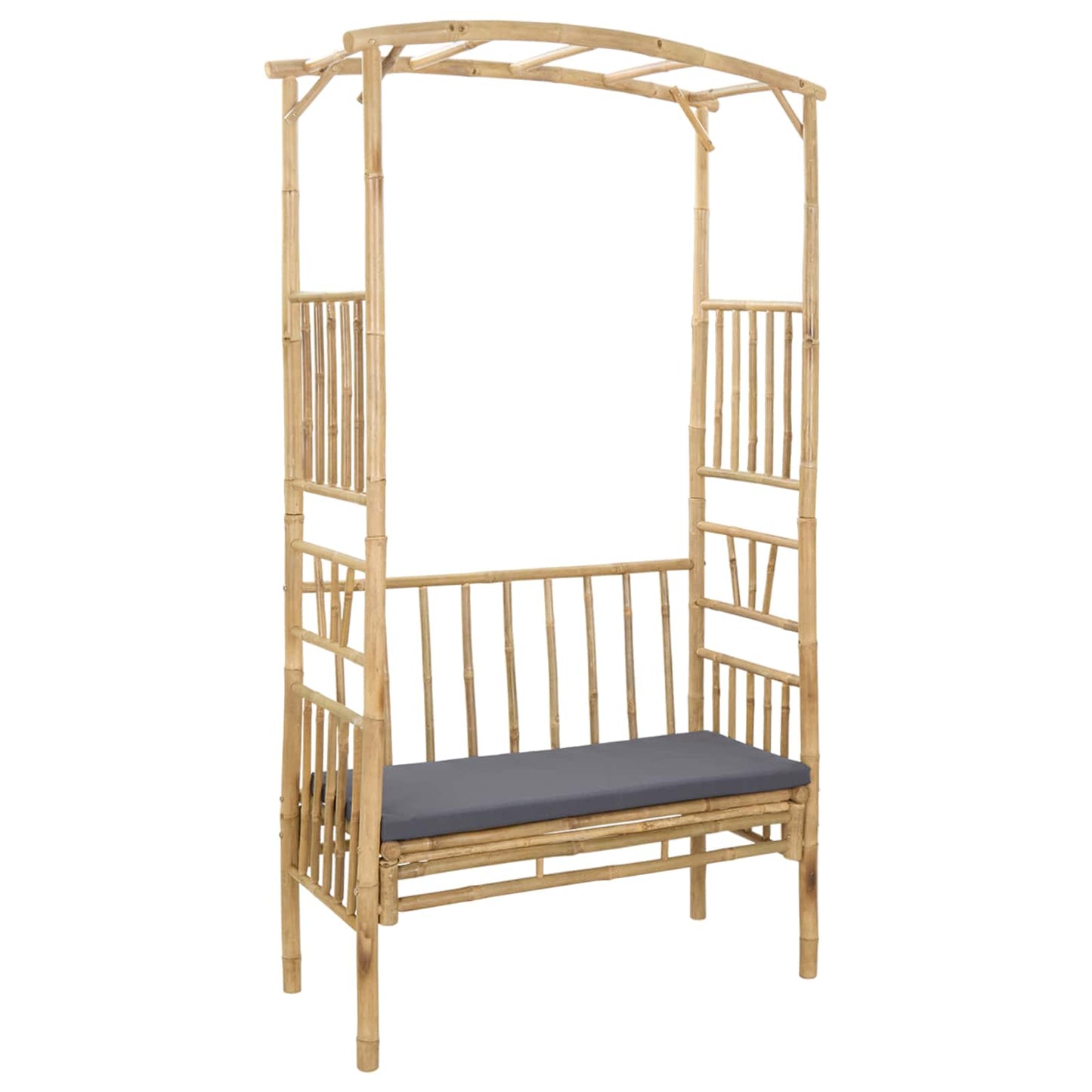vidaXL Garden Arch with Bench Dark Grey 115 x 50 x 205 cm Bamboo