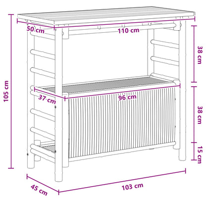 vidaXL Outdoor Bar Table Natural 110 x 50 x 105 cm Bamboo