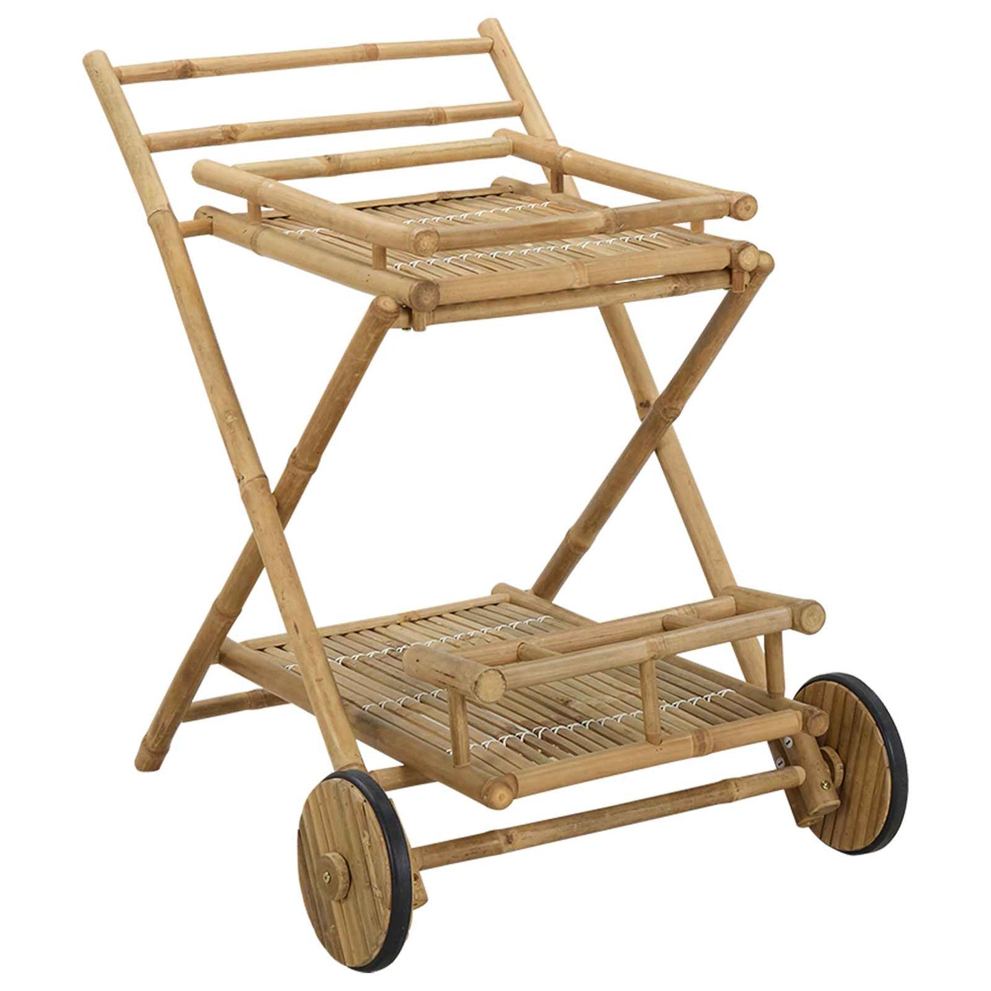 vidaXL Serving Trolley with wheels Natural 79 x 67.5 x 84 cm Bamboo