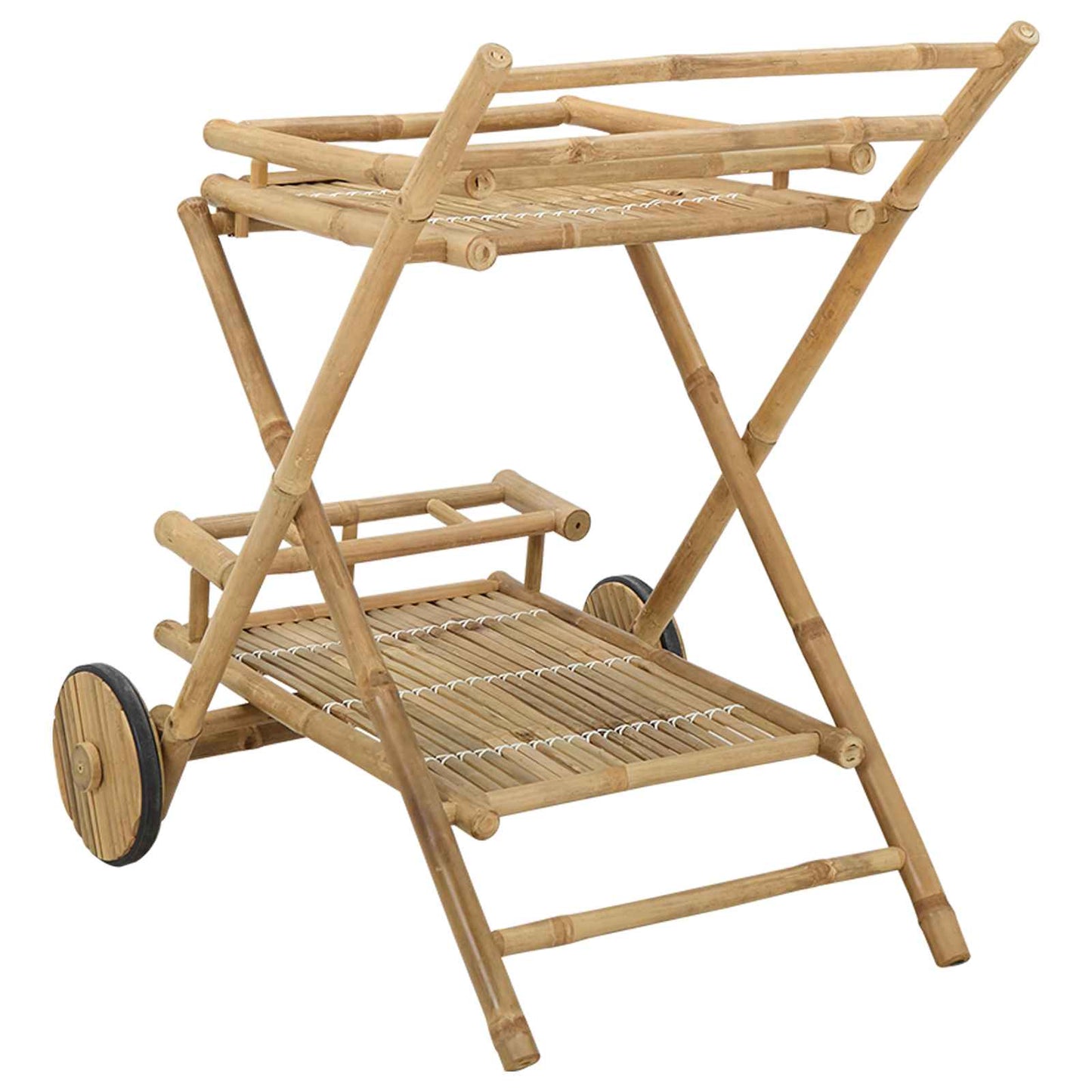 vidaXL Serving Trolley with wheels Natural 79 x 67.5 x 84 cm Bamboo