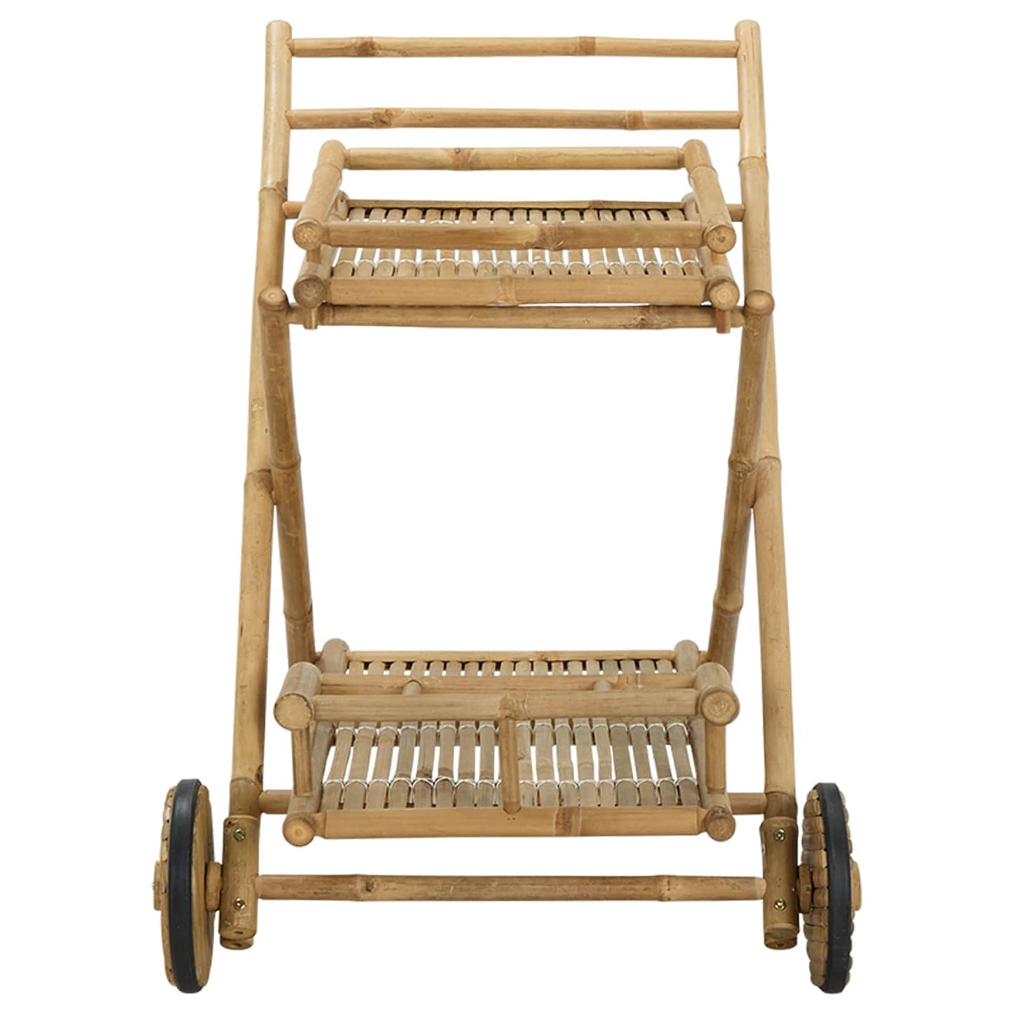vidaXL Serving Trolley with wheels Natural 79 x 67.5 x 84 cm Bamboo