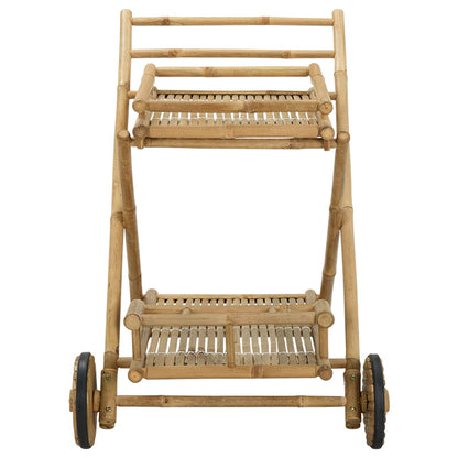 vidaXL Serving Trolley with wheels Natural 79 x 67.5 x 84 cm Bamboo